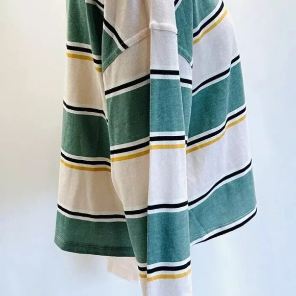 NWT SO Juniors Long Sleeve Pullover Collared Neck Striped Multi-Color Top Size M - Picture 5 of 11